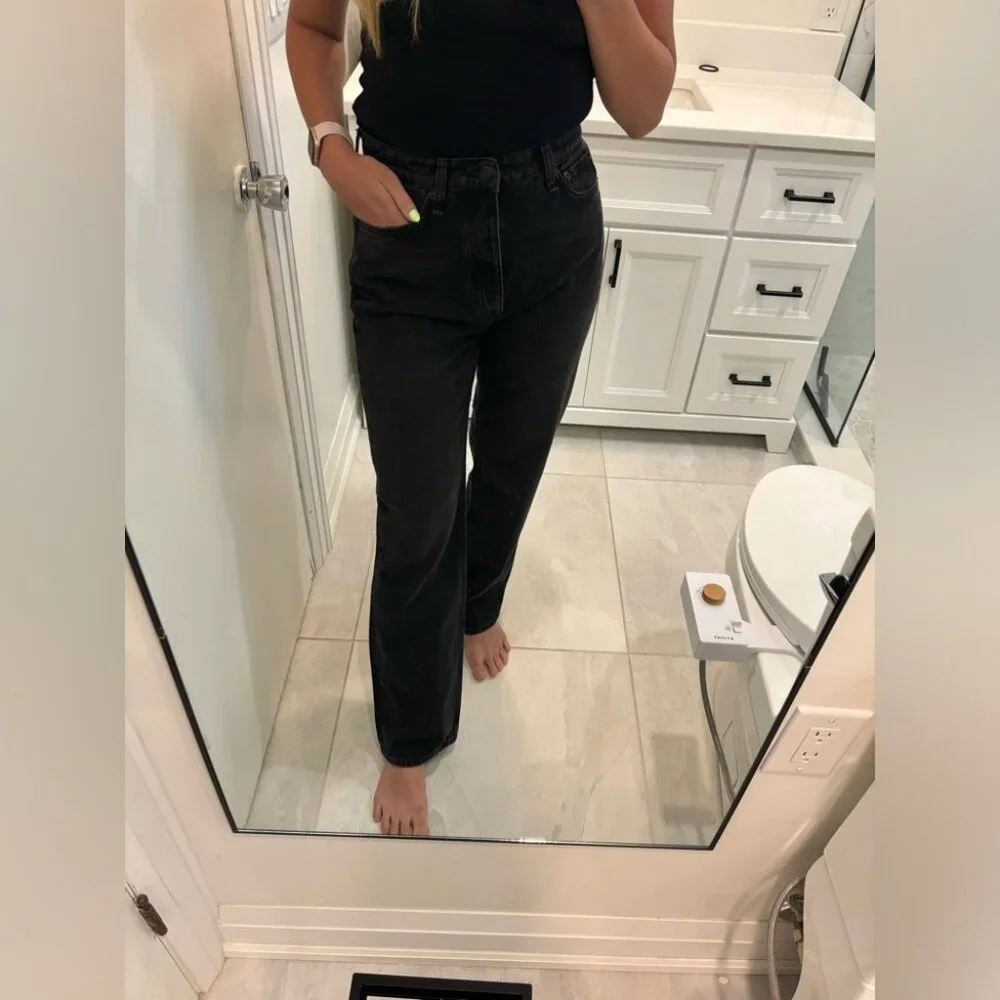 Rag & Bone Black Alex High-Rise Straight Jeans NWT - Picture 5 of 13